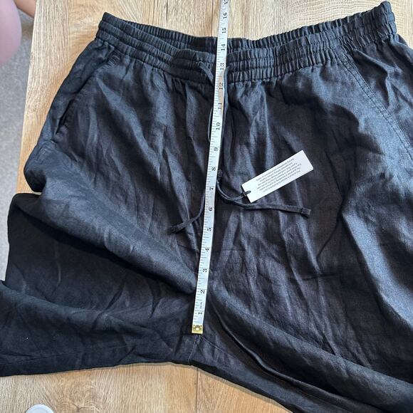 Banana Republic TALL Linen Pull On Ankle Pant Black L 713472 - Picture 10 of 11